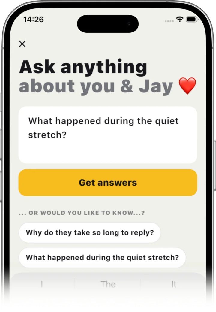 Chakam's Ask Anything screen, with suggested questions about a chat