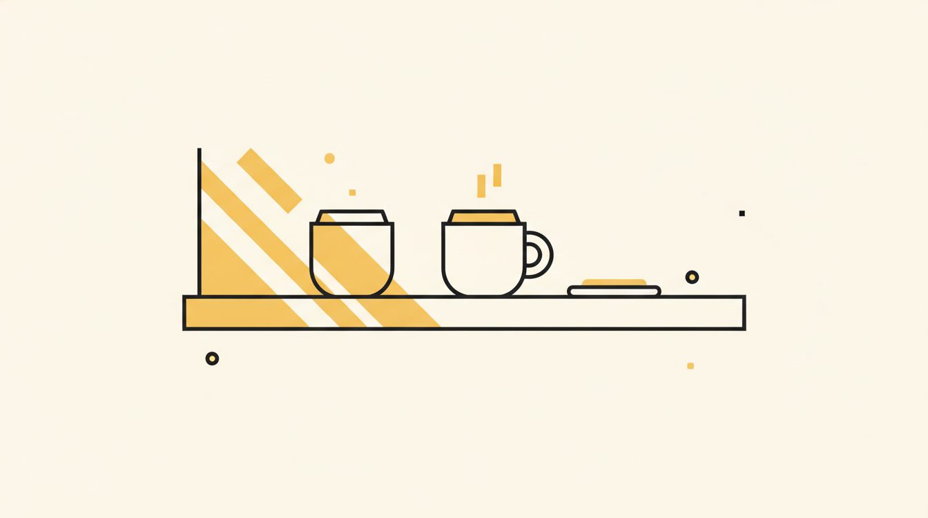 Two coffee cups on a window ledge in morning light beside a closed phone
