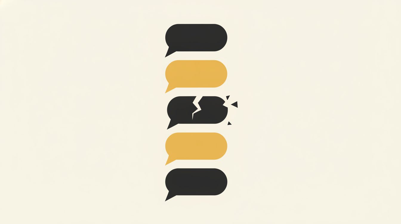 Illustration of two phone screens mid-conversation, with one message bubble highlighted to show a repeating habit